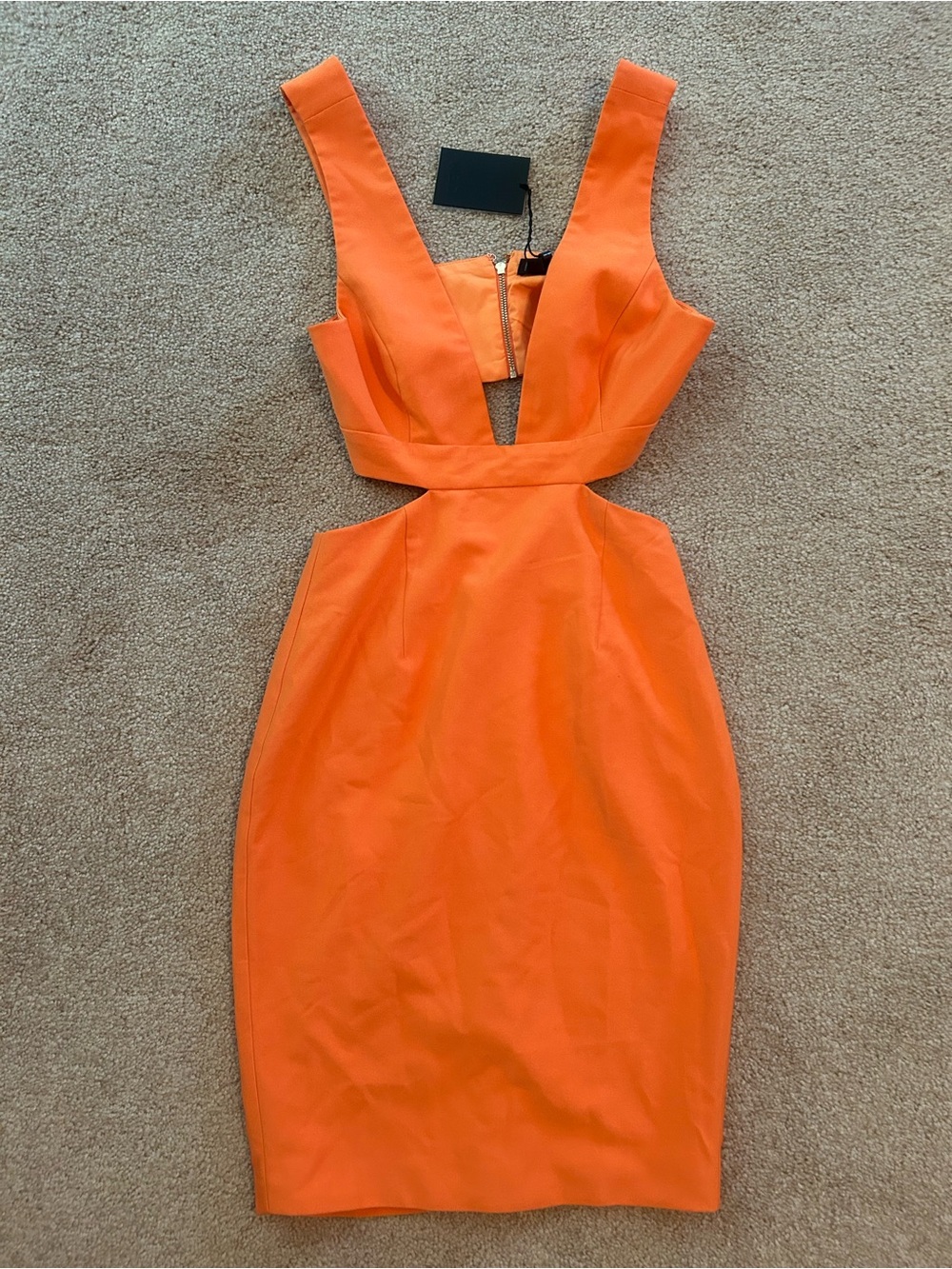 NBD Orange Cutout Plunge Midi Dress
